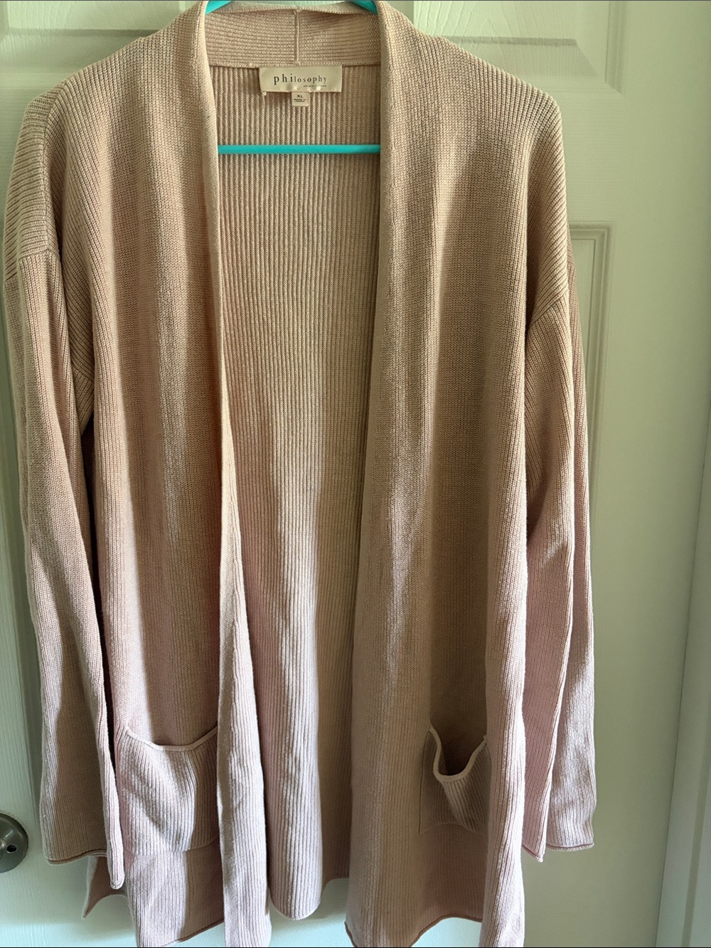 philosophy Longline Open Cardigan - Blush Pink